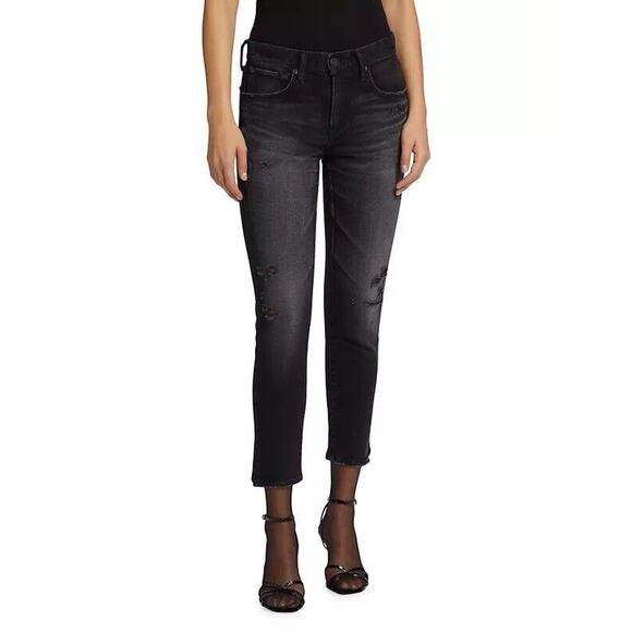 Moussy redlands skinny jeans Grey Black Distressed 25 X 24 - Picture 1 of 5